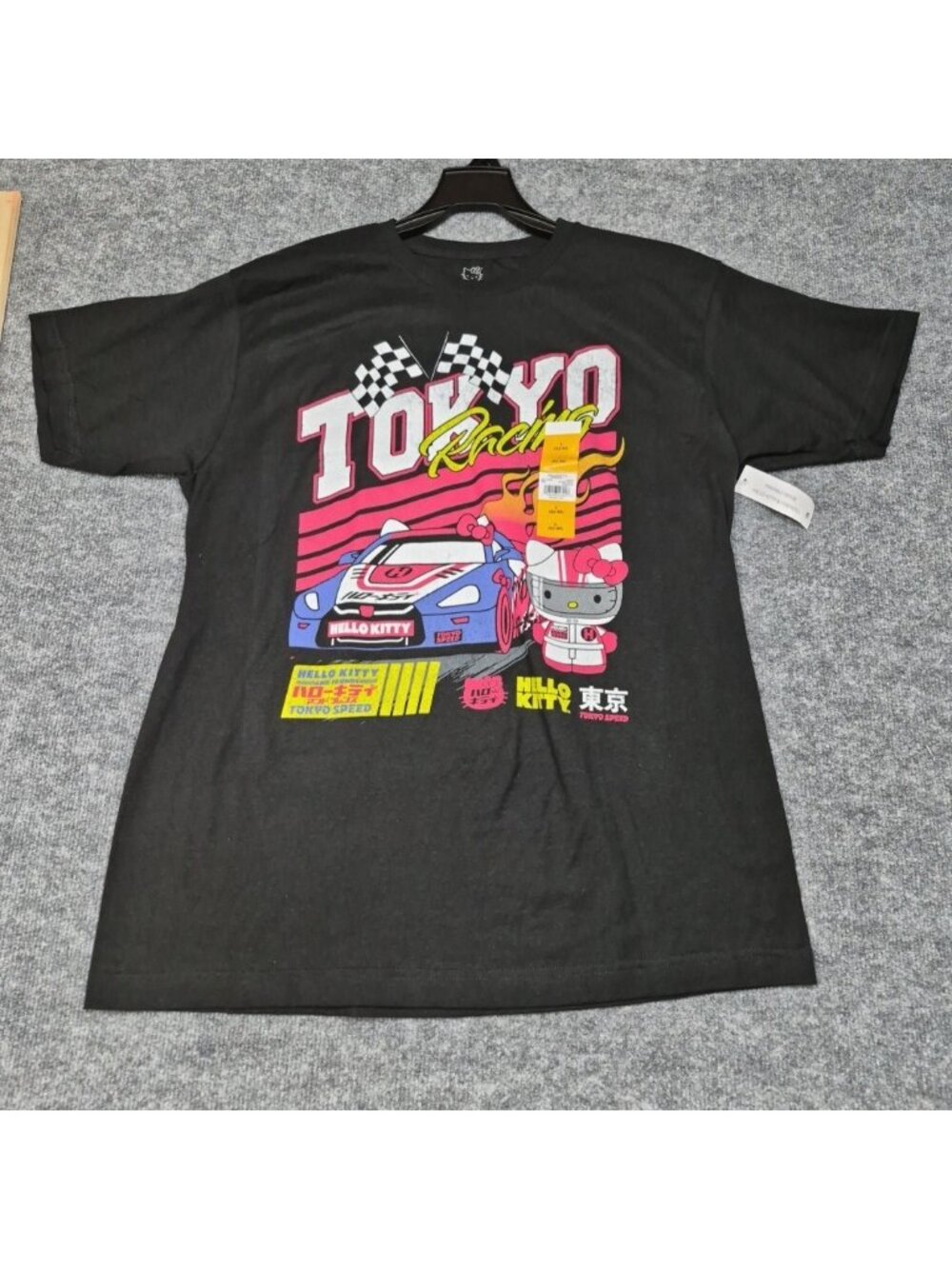 Hello Kitty by Sanrio Tokyo Racing Graphic Men's Large‎ Black Cotton T-Shirt NWT